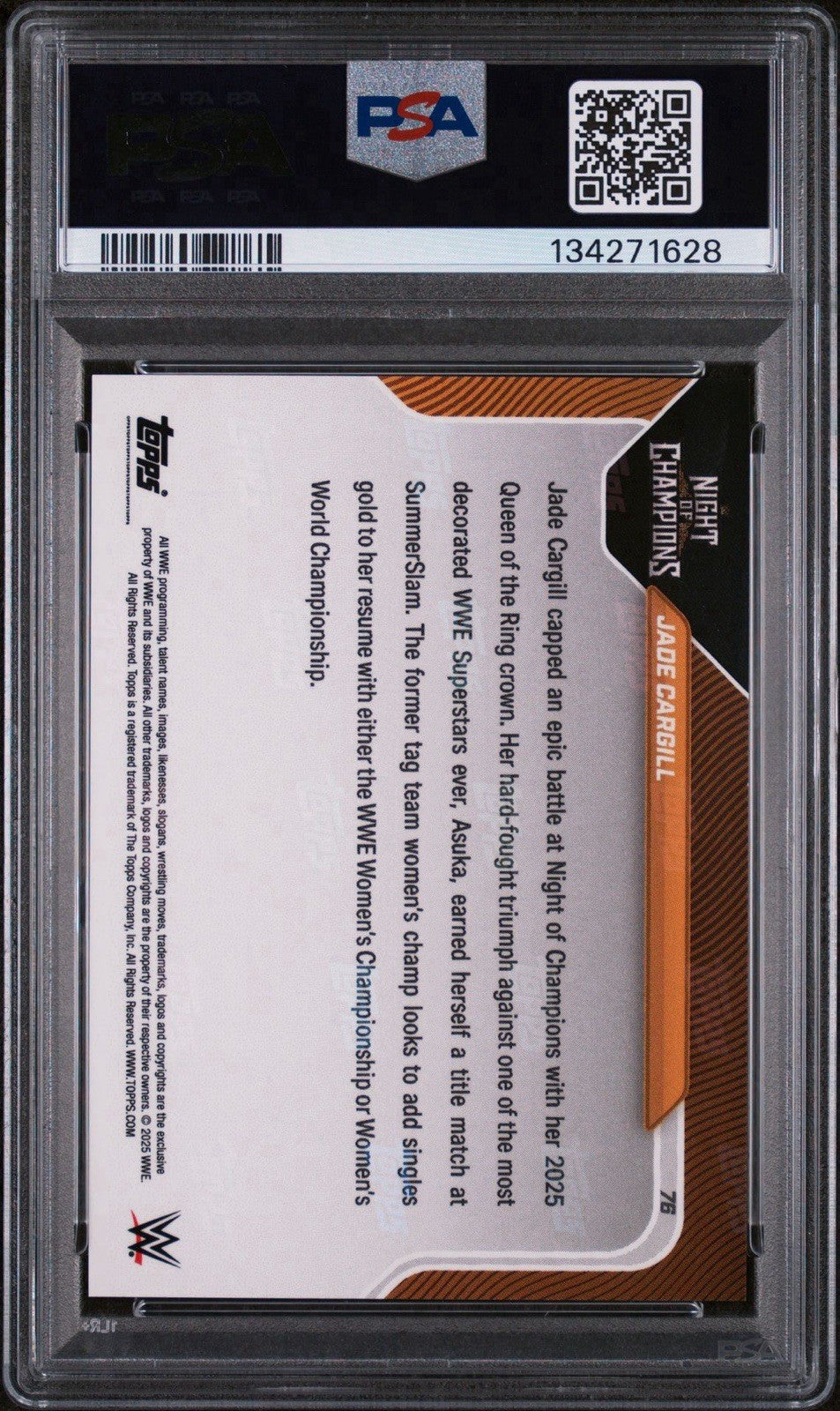 2025 Topps Now WWE #76 Jade Cargill Night of Champions BLACK /10 PSA 10 !