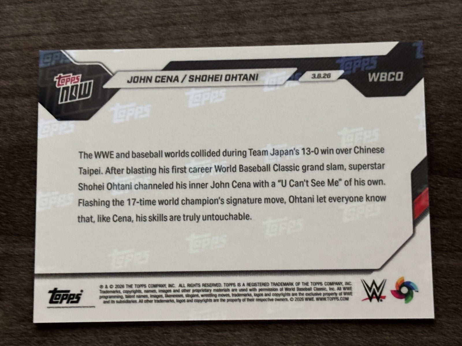 2026 Topps Now /50 Gold WBC Shohei Ohtani X John Cena PSA 10 CANDIDATE PRISTINE