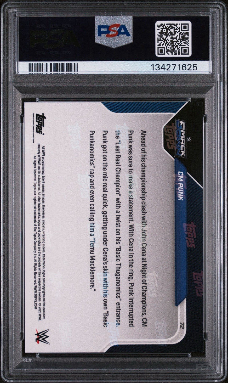 CM Punk 2025 Topps Now WWE Gold FOIL BASIC PUNKANOMICS TROLLS CENA #72 /50 PSA 9