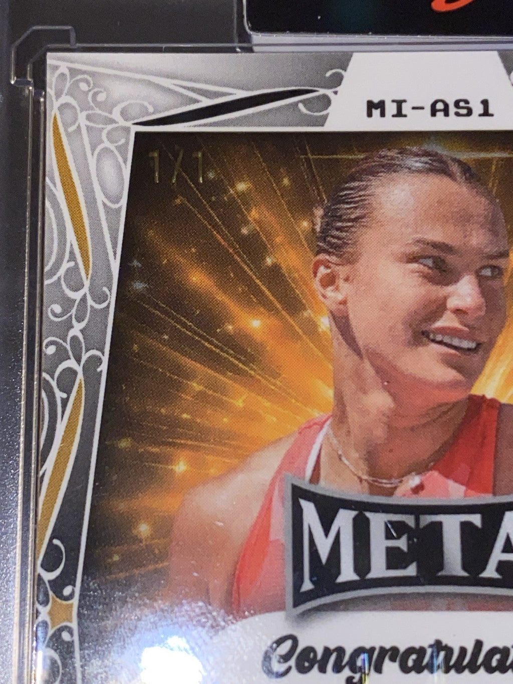 2025 LEAF Metal Authentics Aryna Sabalenka True Gold Prismatic On Card Auto 1/1