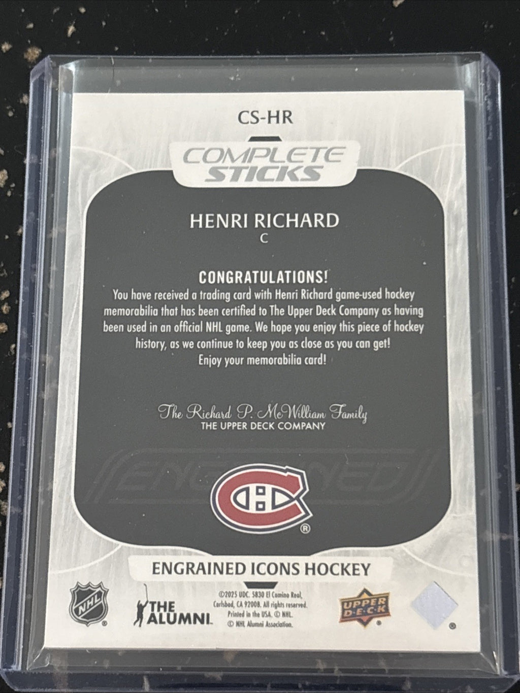 2024-25 Upper Deck Engrained Icons #RHR Henri Richard Complete Sticks /49 Gold