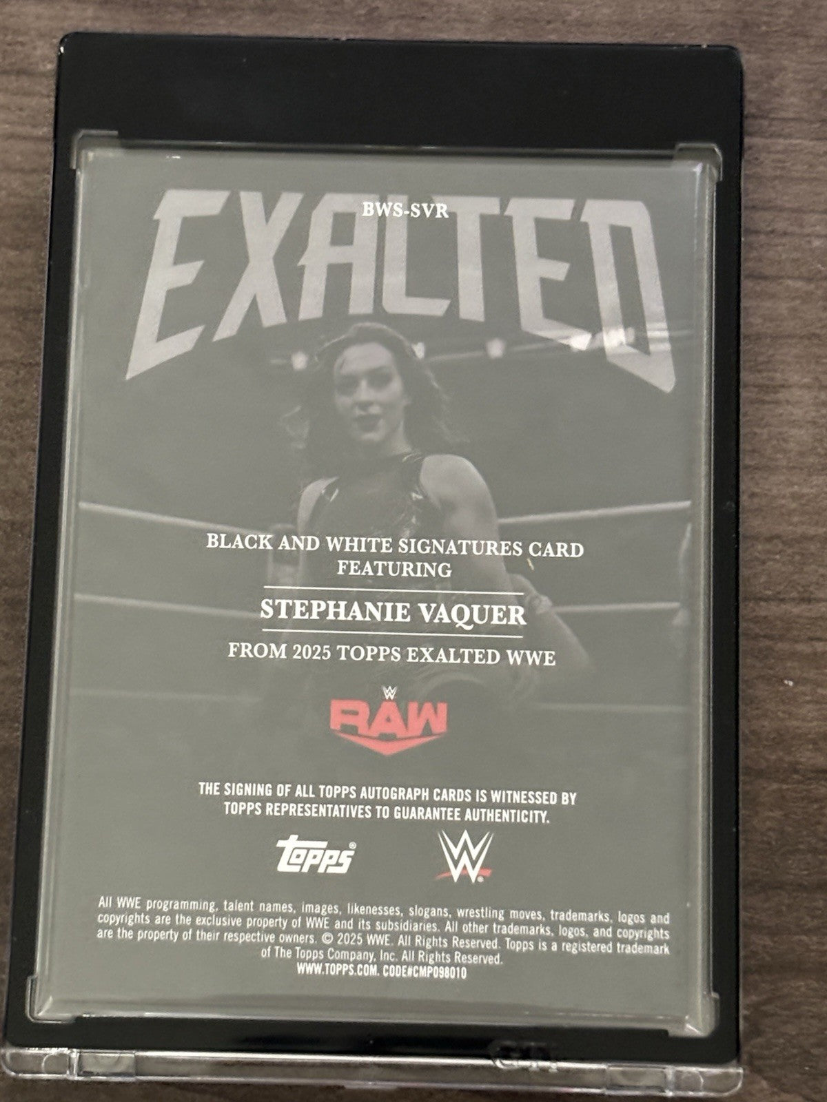 2025 Topps WWE Exalted Stephanie Vaquer Auto Black And White & Matching OneTouch
