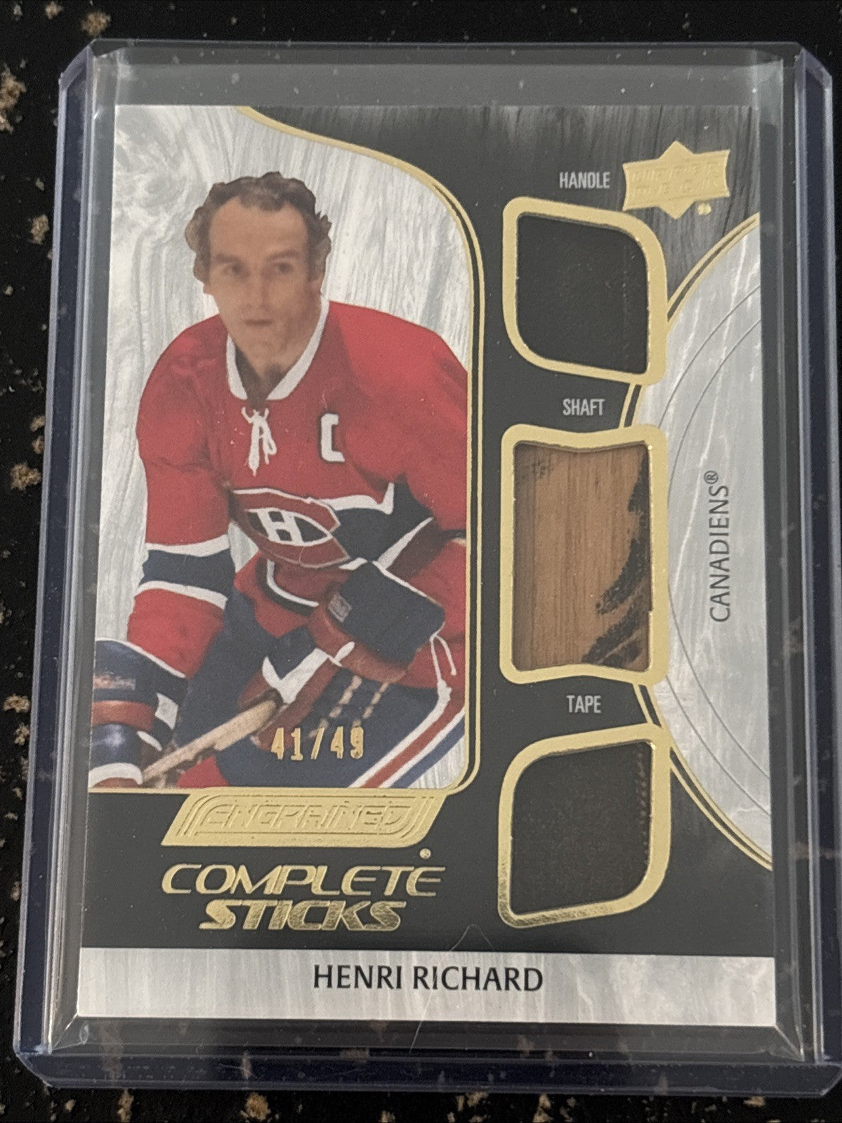 2024-25 Upper Deck Engrained Icons #RHR Henri Richard Complete Sticks /49 Gold