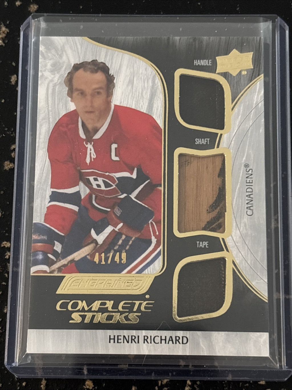 2024-25 Upper Deck Engrained Icons #RHR Henri Richard Complete Sticks /49 Gold