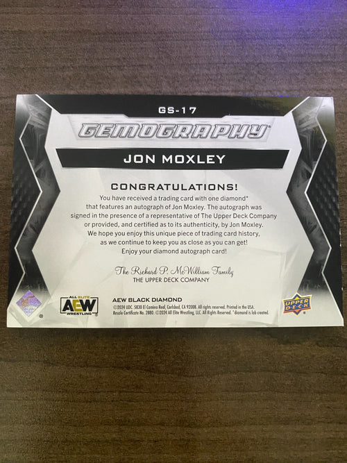 2024 Upper Deck AEW Black Diamond Jon Moxley Gemography Auto /25 1st PRINT!